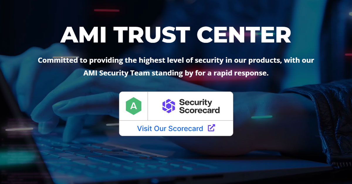 AMI SecurityScorecard ranking on the AMI Trust Center webpage