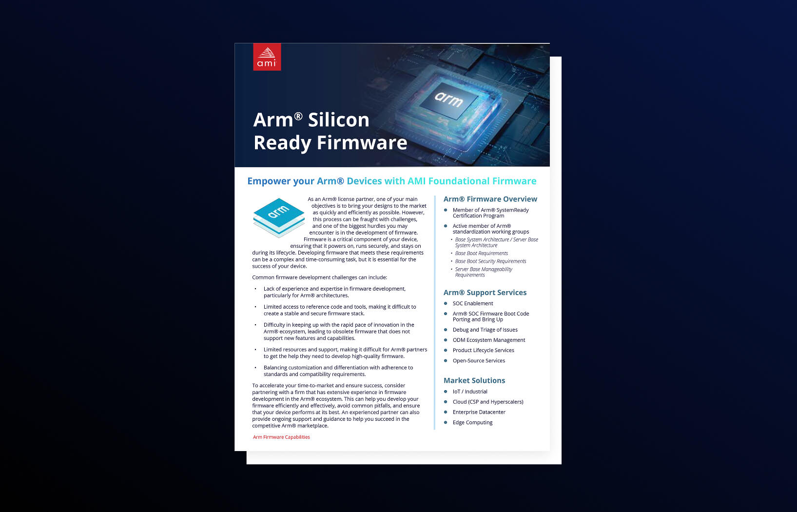 Arm® Silicon Ready Firmware Solutions Brief - AMI