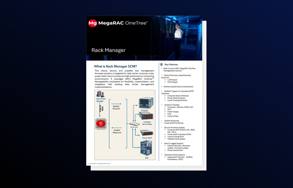 first page of MegaRAC OneTree Rack Manager Data Sheet